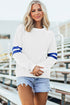 Varsity Sleeve Stripes Drop Shoulder Crewneck Oversized Sweatshirt